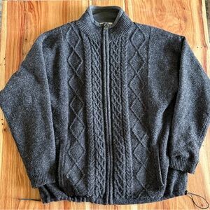Men's Wool Charcoal Zip-Up Sweater